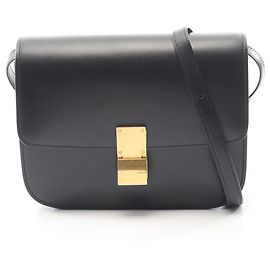 Céline Borsa a spalla media Celine Classic Box in pelle nera Nero