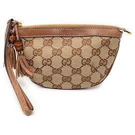 Pochete de lona GG marrom Gucci com bambu Marrom Bege