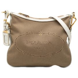 Bolsa transversal Prada Beige Canvas Canapa Logo Bege
