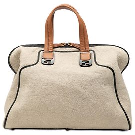 Fendi Braune große Canvas Chameleon-Handtasche Braun Beige