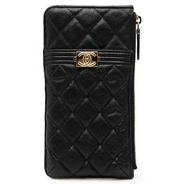 Cartera larga Chanel Matelassé Boy con monedero Negro