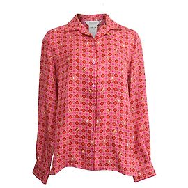 Camicia Vampata Max Mara con bottoni in seta rosa e rossa Rosa