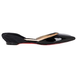 Christian Louboutin Slingback Pointed-Toe Ballet Flats in Black Patent Leather Black