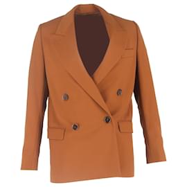 Acne Studios Double-Breasted Blazer with Pockets in Brown Polyester  Brown Red