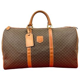 Céline Celine Macadam Blazon Leather Boston Bag Brown