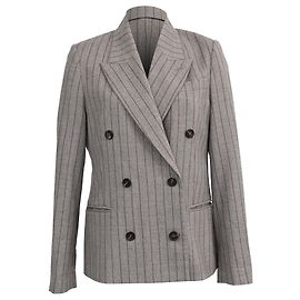 Brunello Cucinelli Pinstriped Blazer in Grey Wool Grey