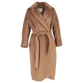 Abrigo Teddy Doble Botonadura Borbone Max Mara en Alpaca Marrón Castaño Roja