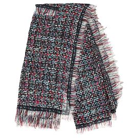 Bufanda de flecos de tweed Chanel en cachemira multicolor Multicolor