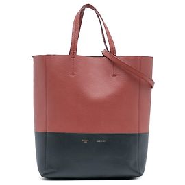 Céline Celine Small Bicolor Leather Vertical Cabas Red