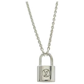 Louis Vuitton Silver Lockit Necklace Silvery Metallic