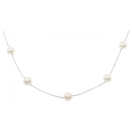 Collana Tasaki in perle Akoya in oro 750 Argento Metallico