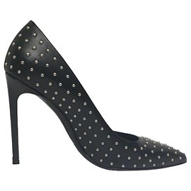 Décolleté a punta con borchie in pelle nera di Saint Laurent Nero