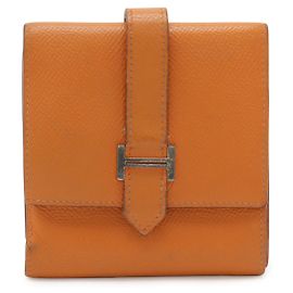 Carteira compacta Hermès Béarn Recto-Verso em Epsom Laranja