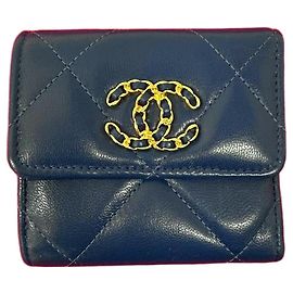 Cartera de cordero matelassé Chanel Azul