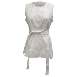 Blusa sin mangas con cinturón Theory en algodón blanco Blanco Crudo