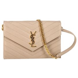 Cartera cadena Cassandra clásica de Saint Laurent en cuero de ternera beige Otro