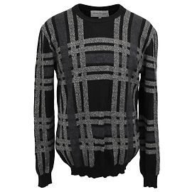 Salvatore Ferragamo Karierter Pullover aus schwarzer Wolle Schwarz