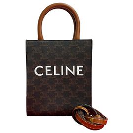 Céline Bolsa de couro Cabas Mini Vertical 2 em 1 Celine Marrom
