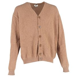 Lemaire Knitted Button-Down Cardigan in Brown Wool Brown Red