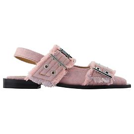 Bailarinas Femininas com Fivela Franjada - Ganni - Sintético - Rosa Rosa