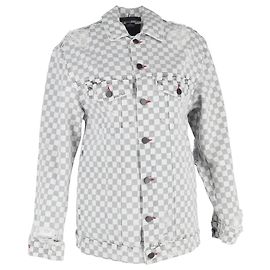 Jaqueta de denim com estampa de tabuleiro em cinza de algodão Alexander Wang Daze Cinza