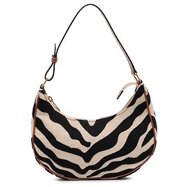 Céline Bolsa de Ombro Ava em Lona com Estampa de Zebra Celine Marrom