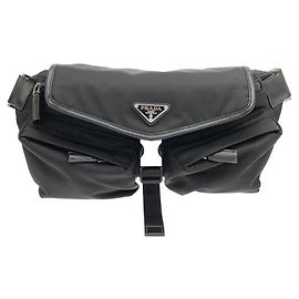 Prada 2VH174 Tessuto Vitello Shoulder Bag Black