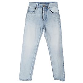 Saint Laurent High-Rise Regular Fit Jeans in Blue Cotton Denim Blue Light blue