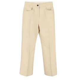 Calças retas em lã creme Jil Sander Branco Cru