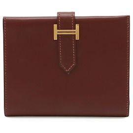 Hermès Béarn Compact Box Calf Bifold Wallet Brown