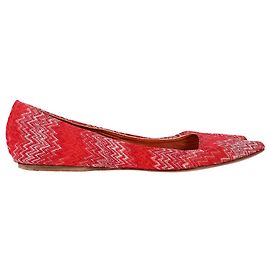 Bailarinas Rayadas Missoni en Algodón Rojo Roja Burdeos