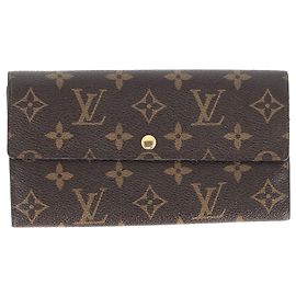 Cartera larga Sarah Monogram Louis Vuitton en lona recubierta marrón Castaño Roja