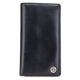 Cartera larga de cuero Chanel Coco Button Negro