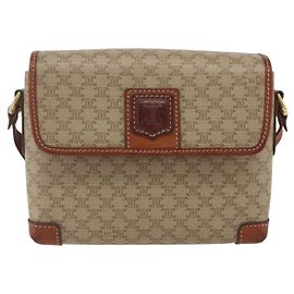 Céline Celine Vintage Macadam Canvas et Cuir Beige