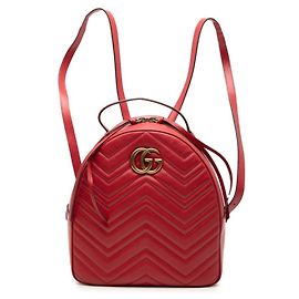 Gucci GG Marmont Roter Leder Rucksack Rot