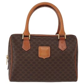 Céline Bolsa Boston Macadam Vintage Celine em lona e couro Marrom