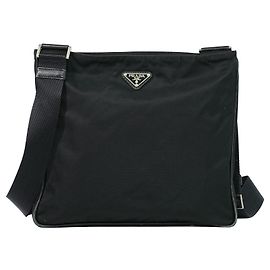 Borsa Messenger Piatta Prada Tessuto Piccola Nero