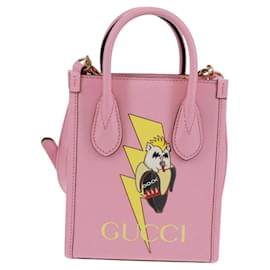 Gucci Vertical Tote Printed Leather Mini Pink
