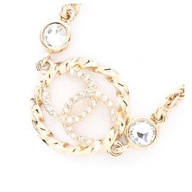Collier en strass plaqué or Chanel Coco Mark Doré Autre