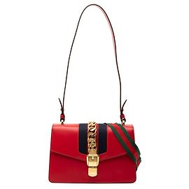 Bolsa de mão Sylvie da linha Sherry da Gucci Vermelho Multicor