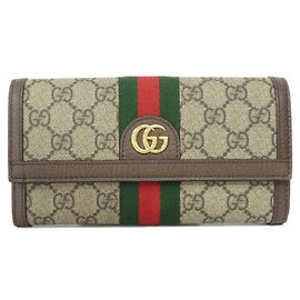 Portefeuille Long Ophidia Gucci Marron Beige