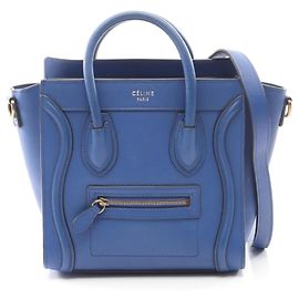 Céline Sac à main Celine Luggage Nano Shopper Bleu