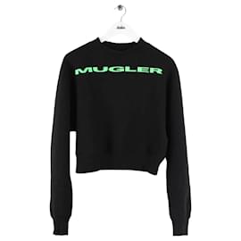 Thierry Mugler Schwarzer Baumwollpullover Schwarz