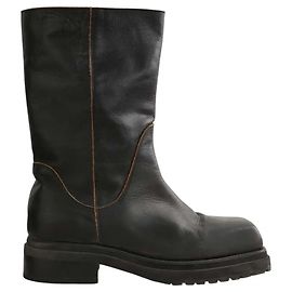 Autre Marque Schwarze Lederstiefel Schwarz