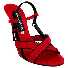 Dolce & Gabbana Red / Black Criss Cross Corset Sandals Red