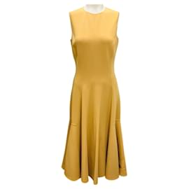 Ärmelloses, ausgestelltes Woll-Midi-Kleid Michael Kors Collection Wheat Kamel