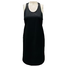 Totême Robe noire en viscose et coton à encolure dégagée Toteme Noir