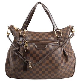 Bolsa de Ombro 2 em 1 Louis Vuitton Evora MM Damier Ebene em Marrom Vermelho