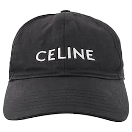 Céline CELINE Embroidered Logo Adjustable Hat in Black Black