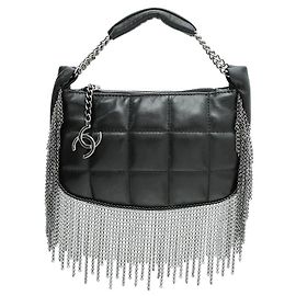 Borsa Frangi Mini Chanel 02A in Pelle di Agnello Nera con Catena Argento CC Nero Silver hardware